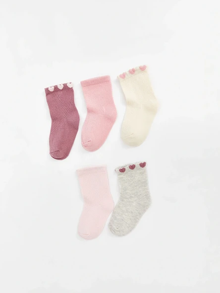 LCW baby Pembe Basic Kız Bebek Soket Çorap 5'li ürün görseli 1