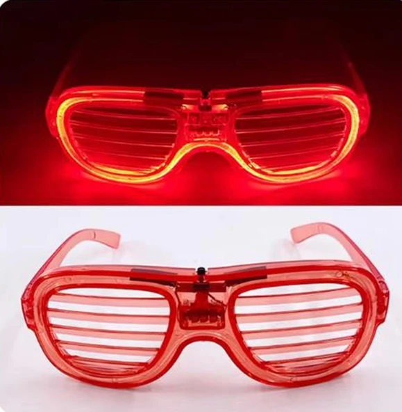Kırmızı Led Işıklı Parti Gözlüğü - Neon Glow Şerit Gözlük 3 Modlu mirSM0010K-F010-G132-K ürün görseli 1