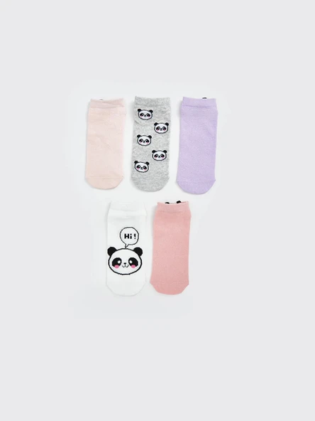 LCW Kids Pembe Panda Desenli Kız Çocuk Patik Çorap 5'li ürün görseli 1