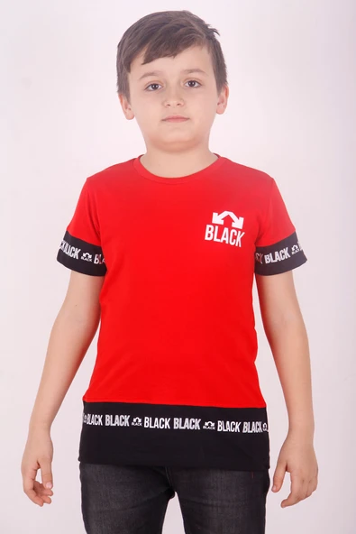 Toontoy Erkek Çocuk Baskılı Bisiklet Yaka Kısa Kollu Tişört - Renk Bloklu ürün görseli 1