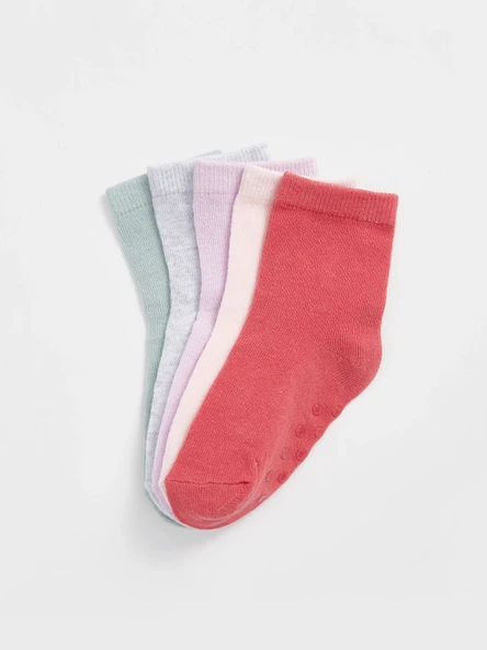 LCW baby Pembe Basic Kız Bebek Soket Çorap 5'li - Resim 3