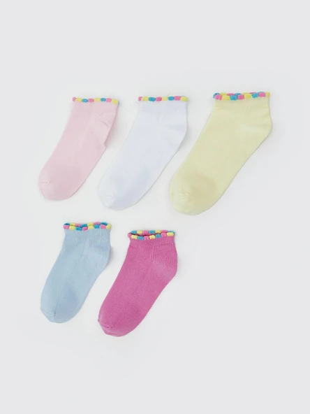 LCW Kids Pembe Kız Çocuk Patik Çorap 5'li ürün görseli 1
