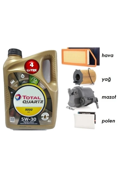 TOTAL Citroen C3 1.4 Dizel 8 Valf Yağ Bakım 5li Set 5w30 ürün görseli 1