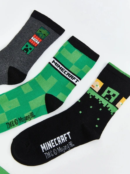 LCW Kids Karışık Minecraft Baskılı Erkek Çocuk Soket Çorap 5'li - Resim 3