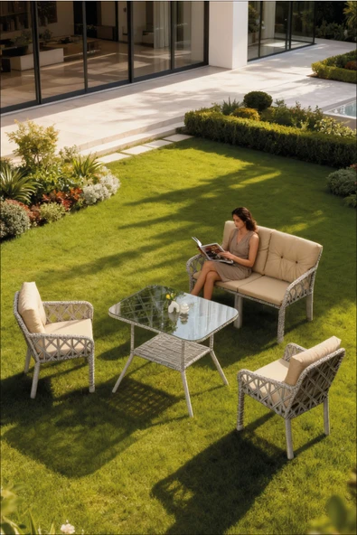 LUMİS GARDEN NEVA RATTAN BAHÇE TAKIMI 2+1+1 +MASA ürün görseli 1