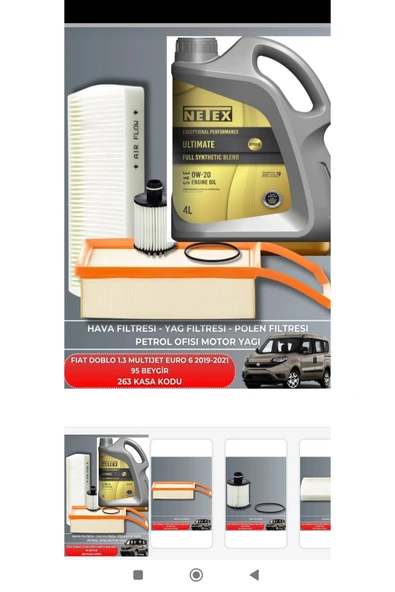 Netex FIAT DOBLO 1.3 MULTIJET EURO 6 2019-2020-2021 95 BEYGİR FİLTRE - 0W20 4LT YAG BAKIM SETİ ürün görseli 1