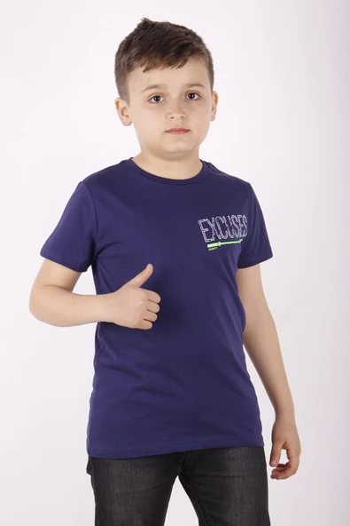 Toontoy Erkek Çocuk Baskılı Bisiklet Yaka Kısa Kollu Tişört ürün görseli 1