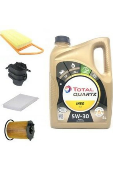 TOTAL Quartz Ineo Ecs 5W-30 Partiküllü Motor Yağı 4 lt+ Peugeot 207 1.4 Dizel Yağ Bakım Seti 5li set ürün görseli 1