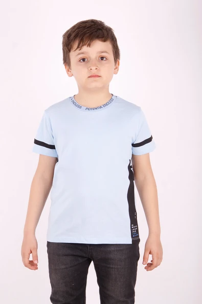Toontoy Erkek Çocuk Baskılı Bisiklet Yaka Kısa Kollu Tişört ürün görseli 1