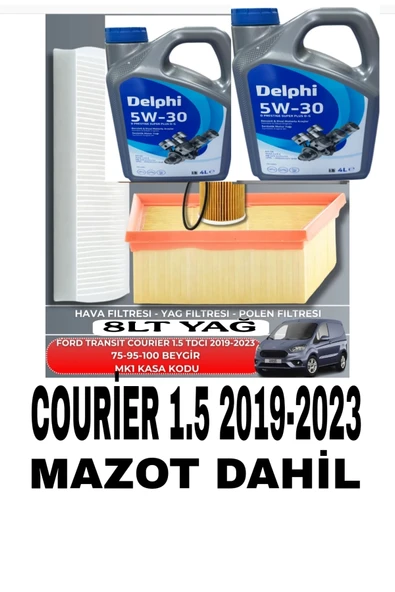 DELPHİ 5W-30 DPF 8 LT +FORD TRANSİT COURİER 1.5 TDCİ 2019-2023 BAKIM SETİ ürün görseli 1