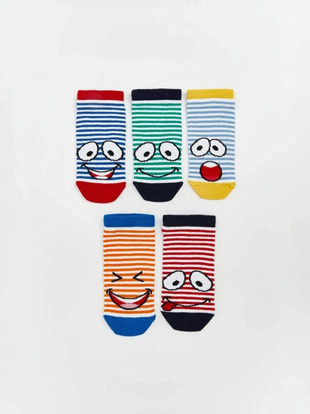 LCW Kids Karışık Desenli Erkek Çocuk Patik Çorap 5'li ürün görseli 1