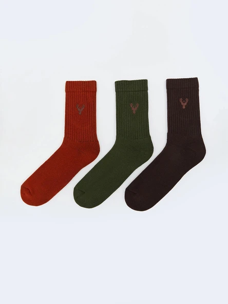 LCW ACCESSORIES Haki Erkek Soket Havlu Çorap 3'lü ürün görseli 1
