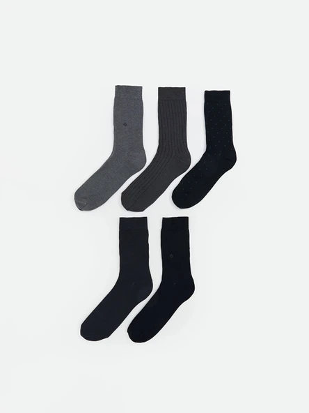LCW ACCESSORIES Karışık Desenli Bambu Erkek Soket Çorap 5'li ürün görseli 1