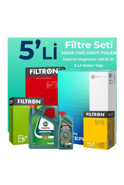 Filtron Fiat Linea 1.6 Dizel Filtre Bakım Seti + magnetec 5w30 4lt (2009-2017) 5 Li ürün görseli 1