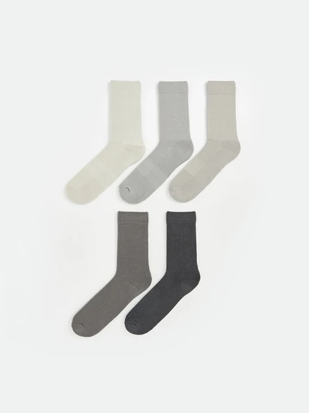 LCW ACCESSORIES Gri Erkek Soket Havlu Çorap 5'li ürün görseli 1