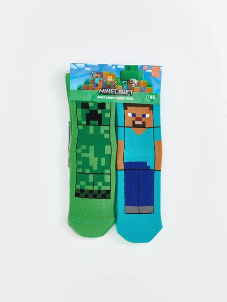 LCW Kids Karışık Minecraft Baskılı Erkek Çocuk Soket Çorap 5'li - Resim 2