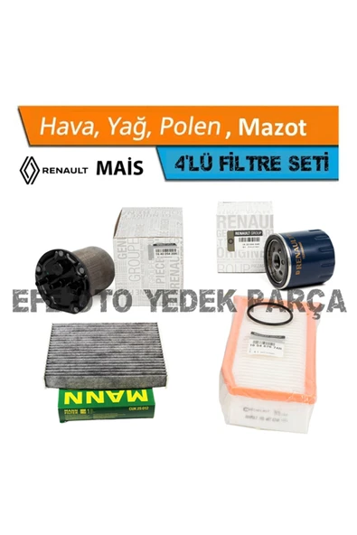OEM Dacia Lodgy 1.5 Dci Mais Filtre Bakım Seti 2012-2018 ürün görseli 1