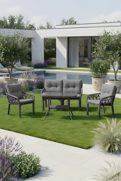 LUMİS GARDEN NEVA RATTAN BAHÇE TAKIMI 2+1+1 +MASA ürün görseli 1