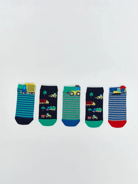 LCW Kids Karışık Desenli Erkek Çocuk Patik Çorap 5'li ürün görseli 1
