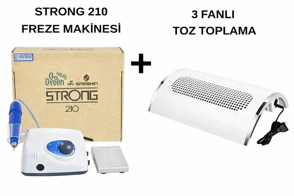 Protez Tırnak Kalıcı Oje Seti (Strong 210 Freze Makinesi + Toz Toplama) ürün görseli 1