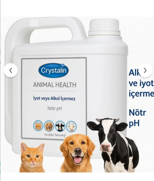 Crystalin Animal Health 5 LT (Orijinal) Evcil Hayvanlar İçin Ekonomik Boy Doğal Dezenfektan ve Yara Suyu ürün görseli 1