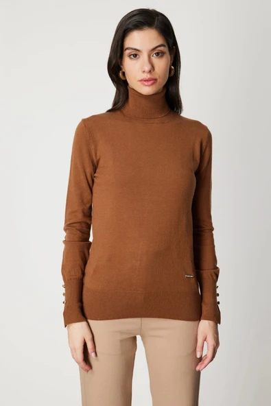 On Fashion Kadın Kahverengi Boğazlı Kazak 63503 ürün görseli 1