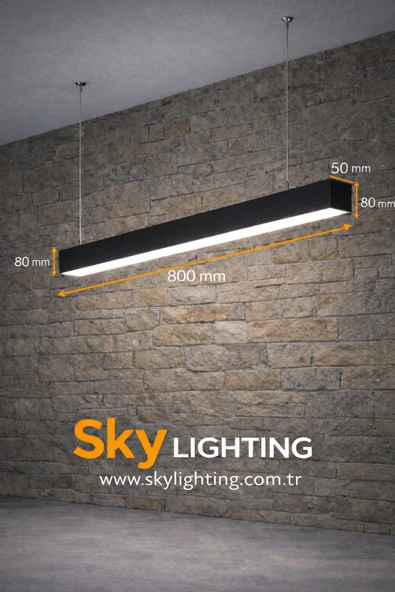 Sky Lighting 3000K / Lineer 80cm ( Siyah Kasa / Günışığı ) Sarkıt Led Avize /Salon/Mutfak/Lineer Avize ürün görseli 1