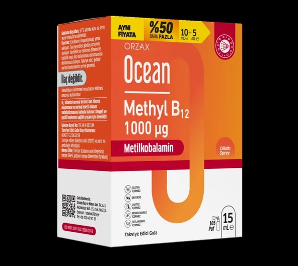OCEAN METHYL B12 1000MCG 10+5ML %50 FAZLA 850081345244 ürün görseli 1
