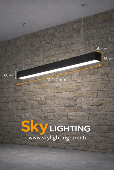 Sky Lighting 3000K / Lineer 100cm ( Siyah Kasa / Günışığı ) Sarkıt Led Avize /Salon/Mutfak/Lineer Avize ürün görseli 1