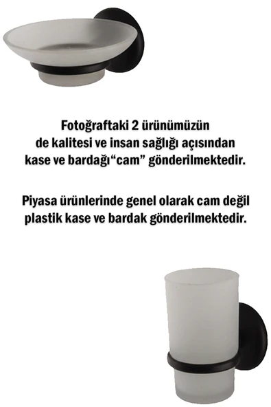 Bayrak 5 Li Ayna Seti Siyah Renk - Resim 2