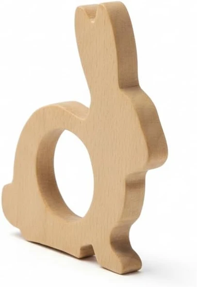 Simdale Wood Doğal Ahşap Tavşan Kulaklı Peçete Yüzüğü - Peçetelik Halkası - 4'lü Set ürün görseli 1