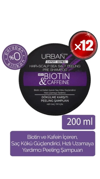 URBAN CARE EXPERT BİOTİN KAFEİN 12X200 GR PEELİNG ŞAMPUAN ürün görseli 1