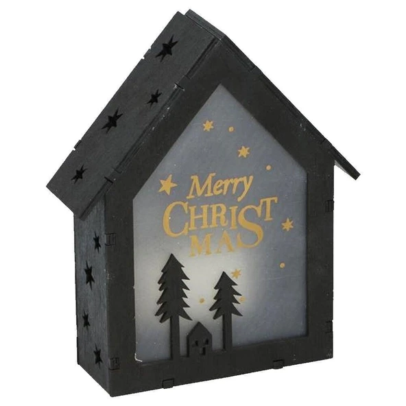 Noel Lambası Ahşap Manzara Evi 6 LED Işık Noel Süslemeleri ürün görseli 1