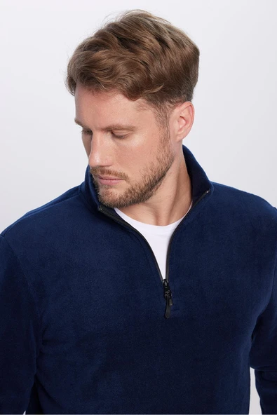 Silk & Blue Erkek Yarım Fermuar Polar Üst Lacivert ürün görseli 1