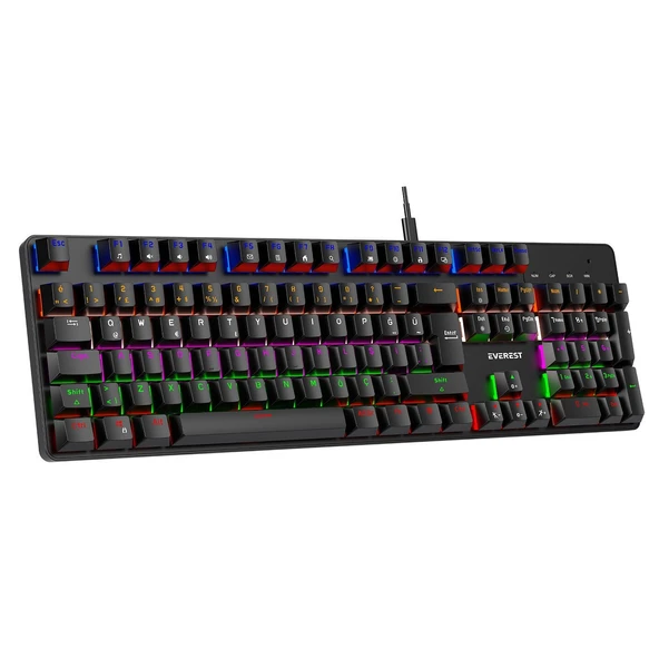 EVEREST KB-MK1 Lumos Siyah USB Rainbow Red Switch Mekanik Gaming Oyuncu Klavye ürün görseli 1