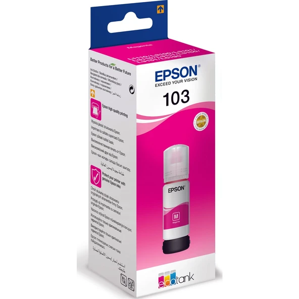 103 EcoTank 65 Ml Kırmızı ( Magenta ) Mürekkep Kartuş C13T00S34A ürün görseli 1