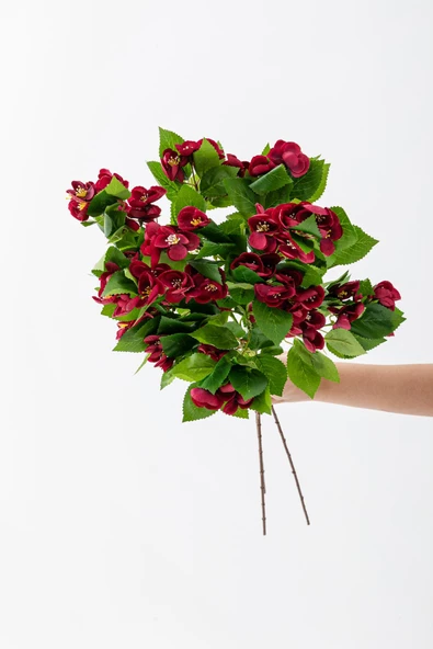 Yapay Lux Menekşe Dalı Bordo 80 cm 5 Yaprak ürün görseli 1