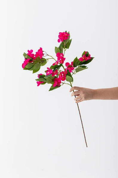 Yapay Lux Menekşe Dalı Fuşya 80 cm 5 Yaprak ürün görseli 1