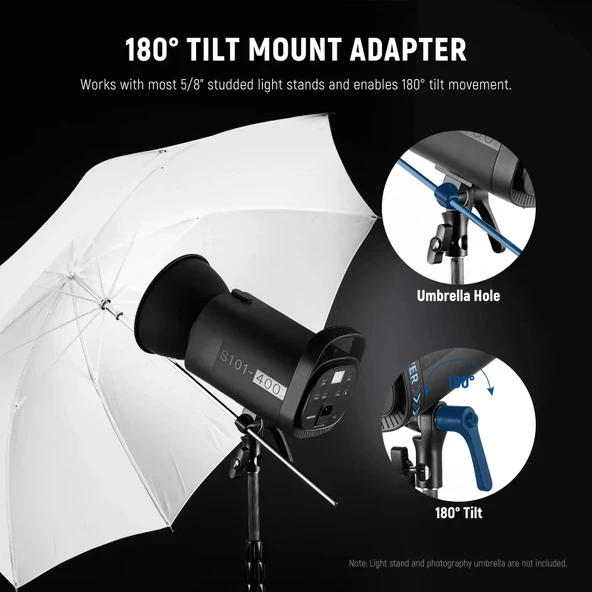 Neewer S101-400W 2'li Stüdyo Flaş Seti - Resim 4