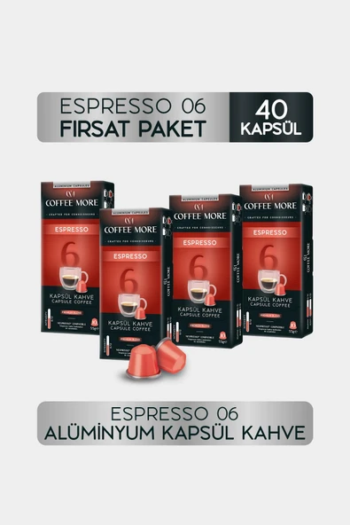 Coffee More 6 Espresso Kapsül Kahve 10 x 4 Paket ( 40 Adet ) Nespresso Uyumlu ürün görseli 1
