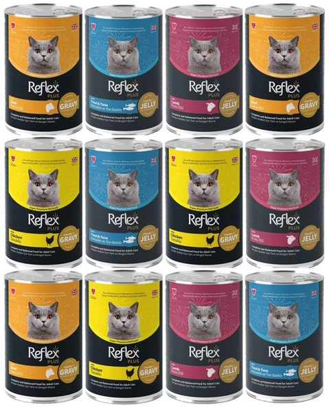 Reflex Plus Karışık Yetişkin Kedi Konservesi 400 Gr*12 ADET ürün görseli 1