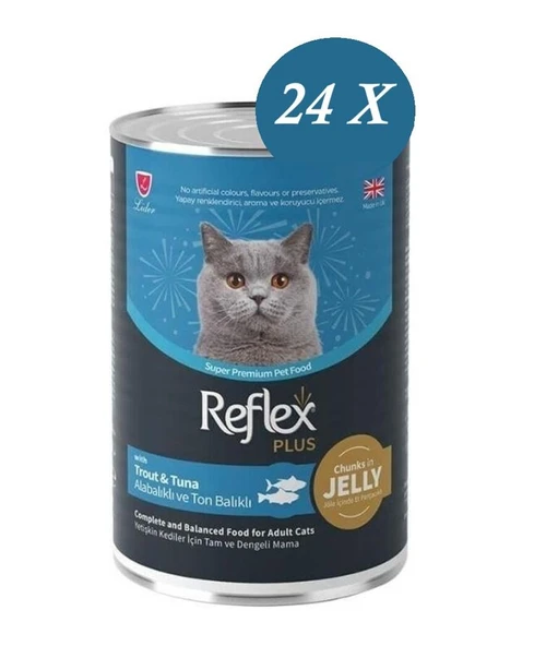 Reflex Plus Jöle İçinde Et Parçacıklı Alabalıklı ve Ton Balıklı Yetişkin Kedi Konservesi 400 Gr*24 ADET ürün görseli 1