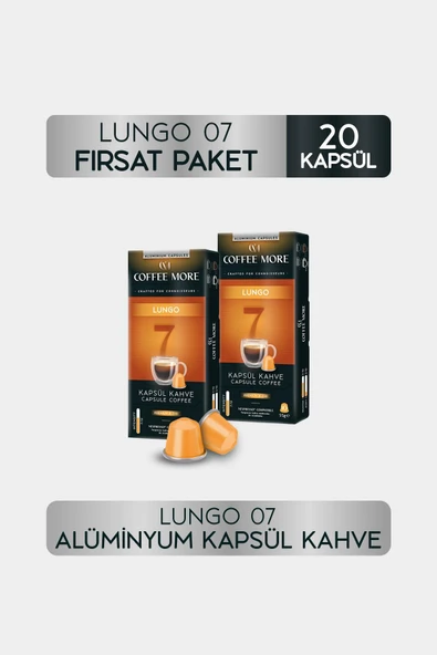 Coffee More 7 Lungo Kapsül Kahve 10 x 2 Paket ( 20 Adet ) Nespresso Uyumlu ürün görseli 1