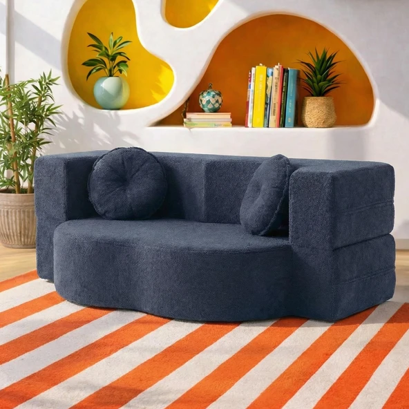 Homedius Muse Katlanır Yatak Olabilen Çok Amaçlı Çift Kişilik Koltuk  İndigo Çift ürün görseli 1