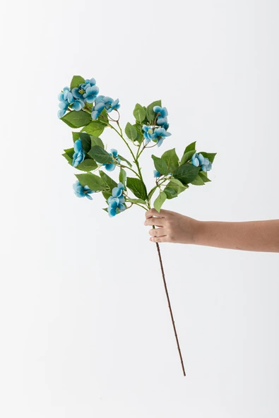 Yapay Lux Menekşe Dalı Mavi 80 cm 5 Yaprak ürün görseli 1