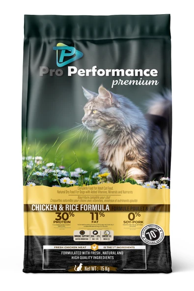 Pro Performance Premium Tavuklu ve Pirinçli Yetişkin Kedi Maması 15 kg ürün görseli 1