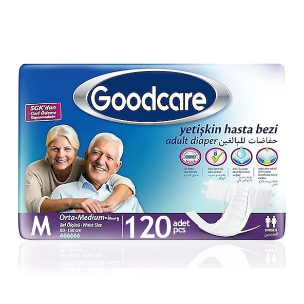Goodcare Belbantlı Tekstil Yüzey Hasta Bezi M-Medium Beden 120 Adet ürün görseli 1