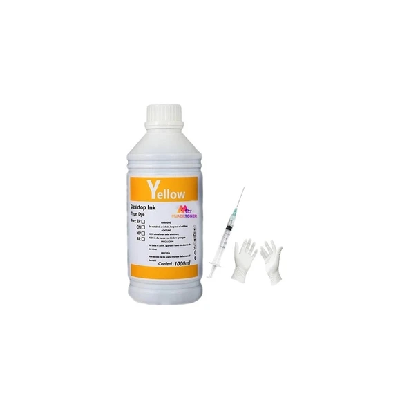 Epson L1455 1 Litre Sarı Muadil Mürekkep +Enjektör+Eldiven ürün görseli 1