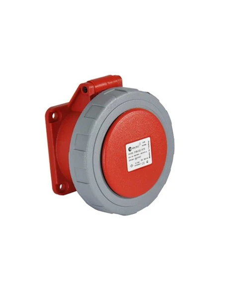 Tp Electric 3127-322-1675 4X32A CEE Norm Düz Makine Prizi Sabit Flanşlı 75X75 Vidalı IP67 ürün görseli 1