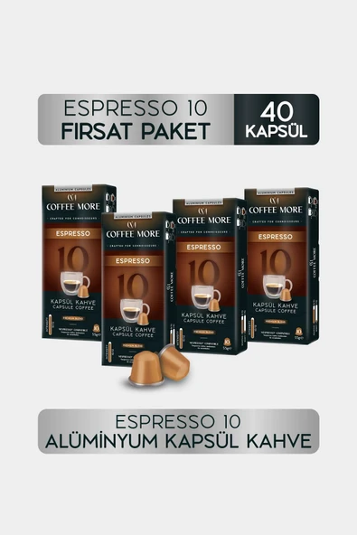 Coffee More 10 Espresso Kapsül Kahve 10 x 4 Paket ( 40 Adet ) Nespresso Uyumlu ürün görseli 1